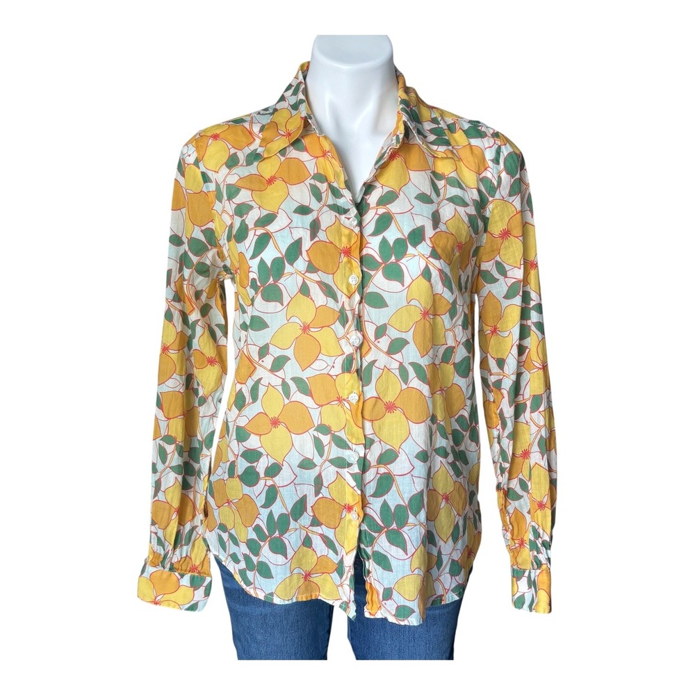 Trovata Birds Of Paradis Jacquelin Yellow‎ Garland Floral Blouse Size Medium